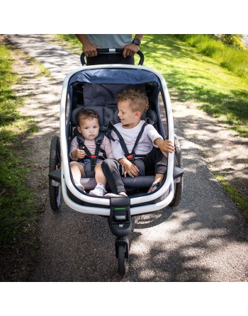 Remorque vélo 2 places enfant avec double siège et amortisseurs Polisport